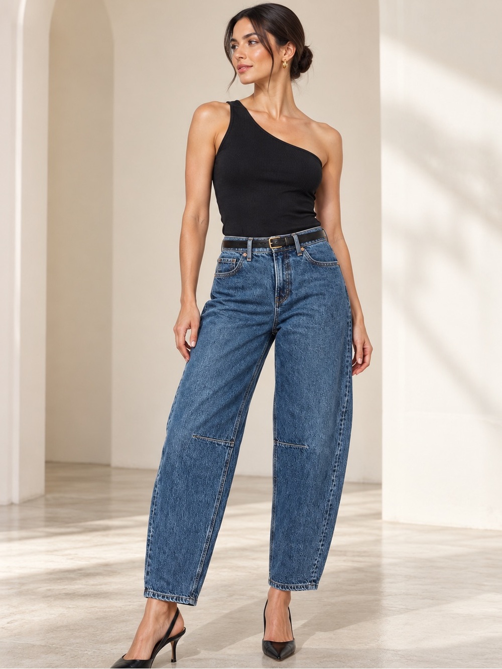 Express Barrel Mid Rise Stretch Blue Jeans Size 2R